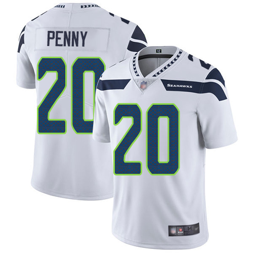 Seattle Seahawks Limited White Men Rashaad Penny Road Jersey NFL Football #20 Vapor Untouchable